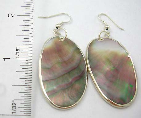 online gift shop sea shell jewelry - genuine seashell earring in rounded oval shape with fish hook backing 