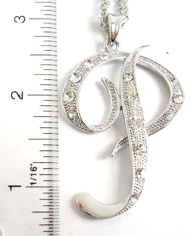 Discount cubic zirconia  initial fashion necklace alphabet letter necklace holding a letter P pendant with clear cz embedded  