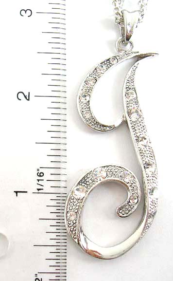 Wholesale distribute supply alphabet initial jewelry initial bling bling necklace holding I letter with clear cz embedded  