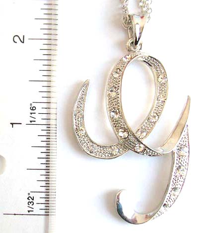 fashion necklace initial pendant jewelry at wholesale price - hip hop necklace with alphabet letter G pendant with clear cz stone embedded  