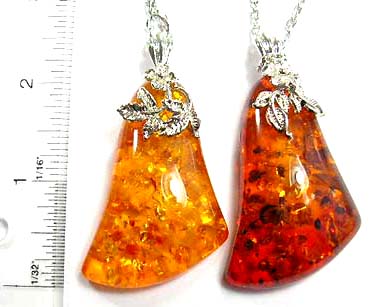 catalog fashion jewelry amber pendant necklace shop online, silver necklace holding triangular imitation amber pendant  