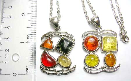 fashion distinctive amber charm necklace fashion gift iead online, assorted geometric imitation amber pendant silver necklace   