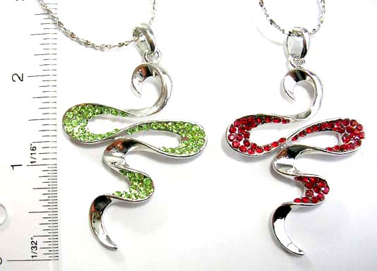 holiday shopping cubic zirconia jewelry silver gift for all seasons - wavy line pattern pendant with multi cz stone embedded lobster necklace