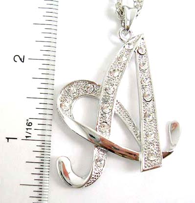 wholesale bling hip hop jewelry pendant charm supplier online, hip hop alphabet letter necklace holding A pendant with clear cz stone embedded