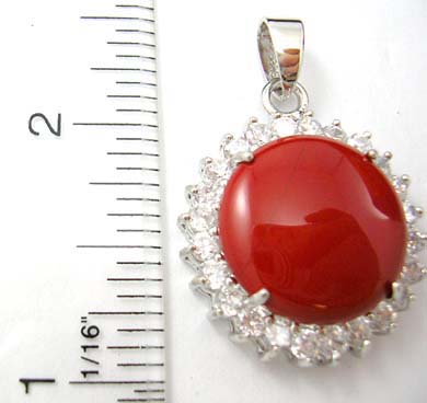 fashon cz charm pendant jade US exporter wholesale charm with imitation round coral beaded in combination of multi clear cz stone          