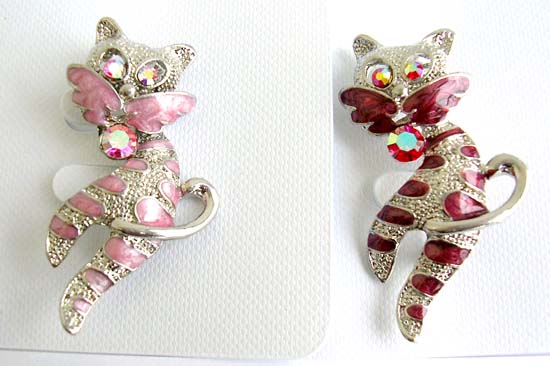 Fashion pin with dolphin jumping a hoop design with multi mini cz synthetic stone embedded