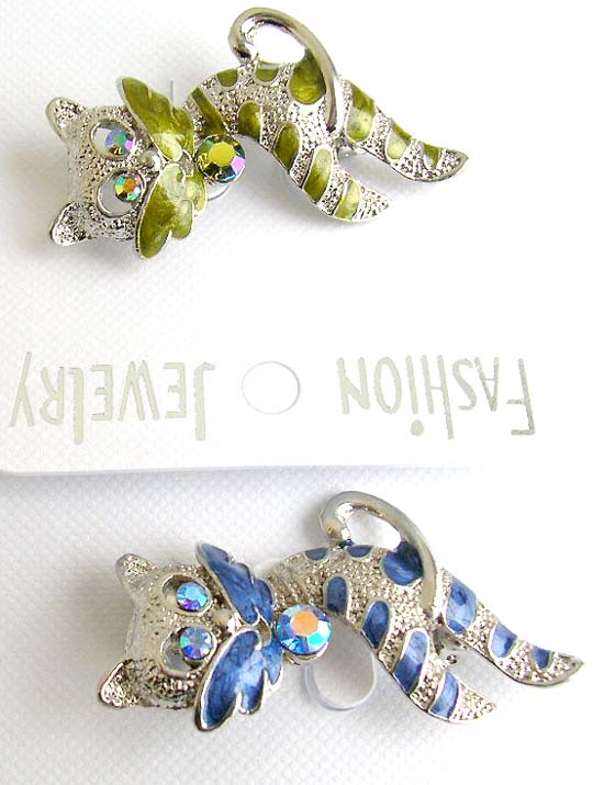 Fashion pin with dolphin jumping a hoop design with multi mini cz synthetic stone embedded