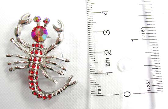 distinctive fashion iridescent brooches wholesale supply scorpion pin with multi cz and iridescent stone embedded    
