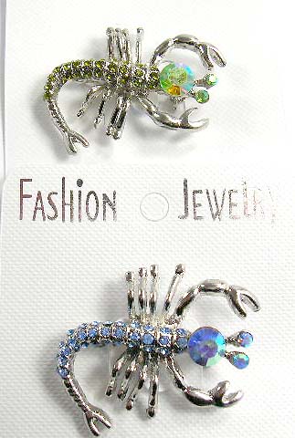distinctive fashion iridescent brooches wholesale supply scorpion pin with multi cz and iridescent stone embedded    