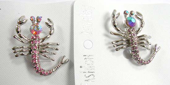distinctive fashion iridescent brooches wholesale supply scorpion pin with multi cz and iridescent stone embedded    
