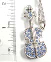 Fashion silver plated twisted necklace holding violin pendant with multi mini cz stone embedded