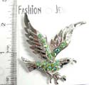 Fashion eagle pin with multi rounded iridescent crystal stone embedded