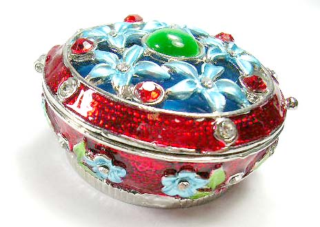 wholesale fantasy jewelry supply packaging supplier, enamel jewelry box in red with flower pattern design