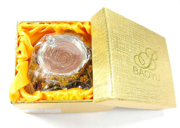 Collectible display box catalog wholesale company supply cup enamel jewelry box with yellow floral design in dark blue color