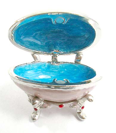 Wholesale gift shope supply cases and boxes pink enamel jewelry box in egg design with double red heart on top 