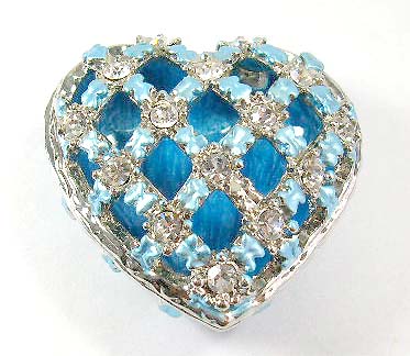 gorgeous enamel jewelry display boxes online wholesale supply blue and silver enamel jewelry box in heart shape with magnetic lock  
