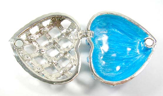 gorgeous enamel jewelry display boxes online wholesale supply blue and silver enamel jewelry box in heart shape with magnetic lock  