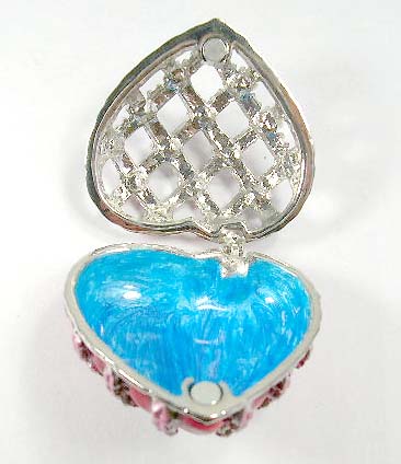 love romantic jewelry gift boxes packaging in heart theme - pink and silver enamel jewelry box in heart shape with magnetic lock   