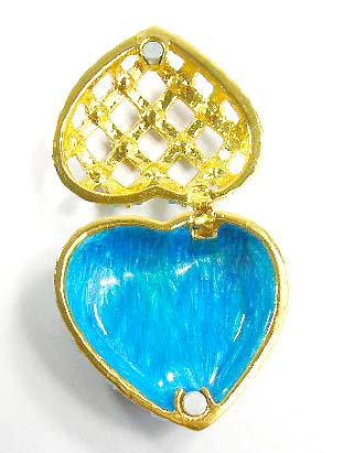 Valentine's jewelry gift shopping, heart love jewelry cases, wholesale supply blue and gold enamel jewelry box in heart shape with magnetic lock   