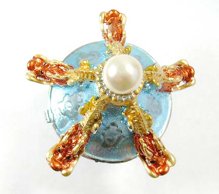 wholeale discount antique jewelry box supplier supply blue enamel asian pot jewelry box with dragons and pearl beads inlaid     