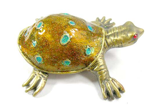 lucky turtle jewelry cases display wholesale supplier, orange enamel jewelry box in turtle shape with magnetic lock     