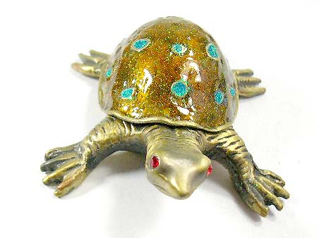 lucky turtle jewelry cases display wholesale supplier, orange enamel jewelry box in turtle shape with magnetic lock     
