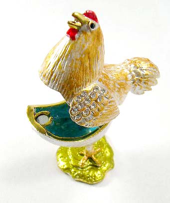 farm animal jewelry cases display wholesale company supply gold and silver enamel jewelry box in hen standing figure with magnetic lock
