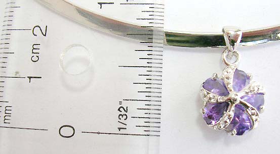 cubic zirconia fashion cuff necklace manufacturer wholesle cuff necklace with purple cz pendant in flower shape design