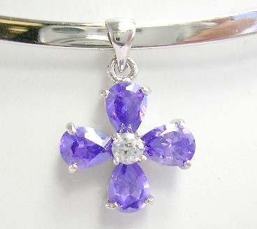 wholesale jewelry cuff necklace for fashion lady supply silver cuff necklace features light purple and clear cz cross pendant 