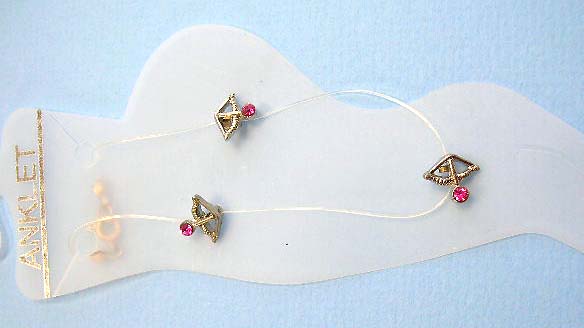 fashion design anklet illusion jewelry wholesale distribute anklet with mini cz and clear band in Jupiter arrow design  