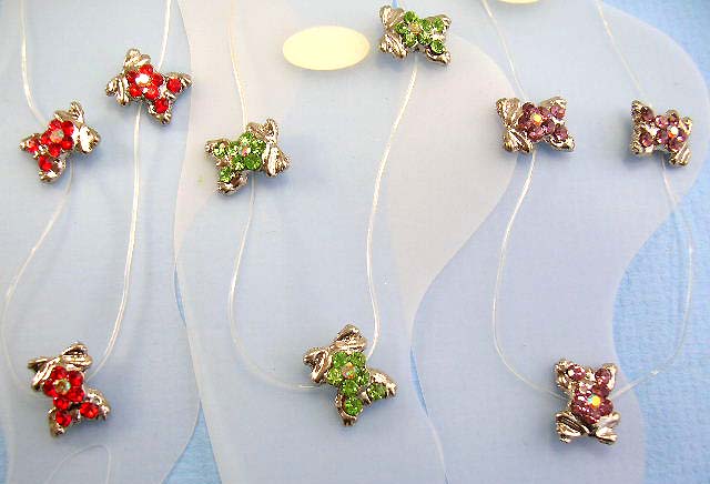 wholesale frog anklet cz jewelry for frog lover distributor supply cz frog anklet in jumping position with clear band