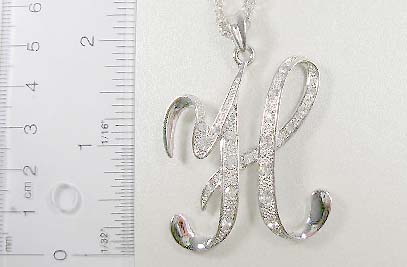 fashion cz initial charm & pendant jewelry gift shop wholesale lobster clasp necklace holding a letter H pendant with clear cz inlaid