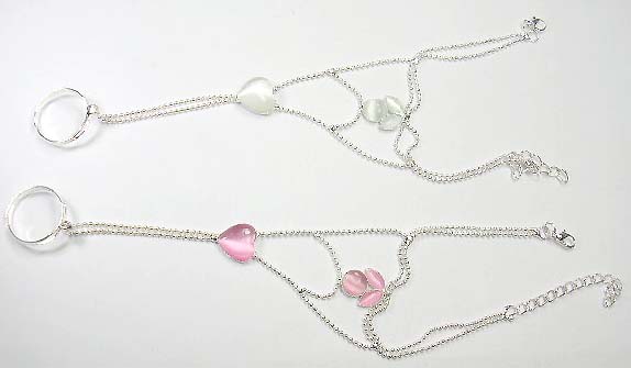 Fine Cat's eye jewlery supplier wholesale assorted cat's eye slave bracelet motif heart shape with flower pattern 