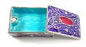 A rectangular shape enamel jewelry box motif wave line and oval shape inlaid with purple color