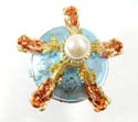 Enamel jewelry box motif Asian pot with 5 dragon and a pearl bead inlaid on top of the lid, enamel in shiny blue color