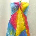 wholesale summer items. Angle cut short dress with tube top and neck tie. Rayon, handmade in Bali Indonesia.