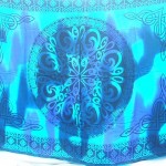 Sarong Apparel. blue tie dye clothing bali rayon batick sarong in Celtic knotwork.