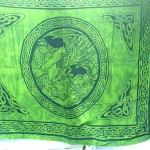 fashion online. fairy Celtic Dragon and Maiden sarong in green.