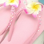 wholesale sandal.assorted colors rubber sandal with foam plumeria flower, beads, and sequins.