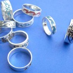wholesale sterling silver jewelry. Fancy tattoo gemstone inlay sterling silver ring, randomly picked by our warehouse staffs.