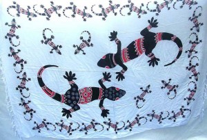 Wholesale Sarong. geckos on white background sarong.