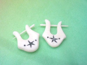 Piercing Bone Earring Handmade Pin Earrings With Star Painting