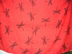orange red dragonfly garden kanga pareo sarong