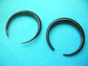 water buffalo horn tapered C claw earrings