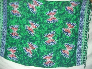 fashion style green butterflies sarong from Bali Indonesia