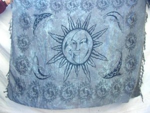 sun moon face and dolphin grey sarong