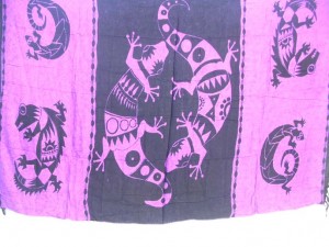 purple pink and black large gecko rayon sarong made in Indonesia