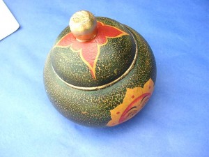 Bali handicraft painted sun face wooden container