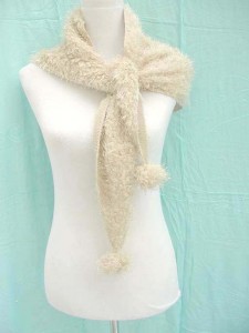 triangle acrylic fuzzy fashion scarf with pom-poms? 52 inches long (not include tassels), 20 inches wide mixed colors randomly picked by our warehouse staffs