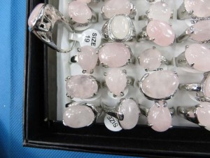 light pink rose quartz gemstone rings size randomly pick between 6 to 10